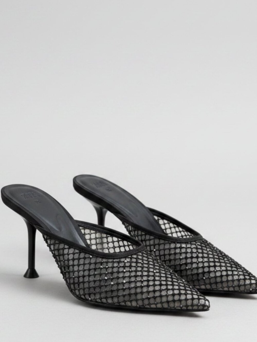 Zara Embellished Mesh Mules Size 38 | Women's Rhinestone Heels